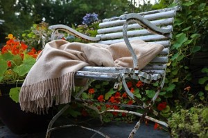 Soft  Apricot fringed throw T33